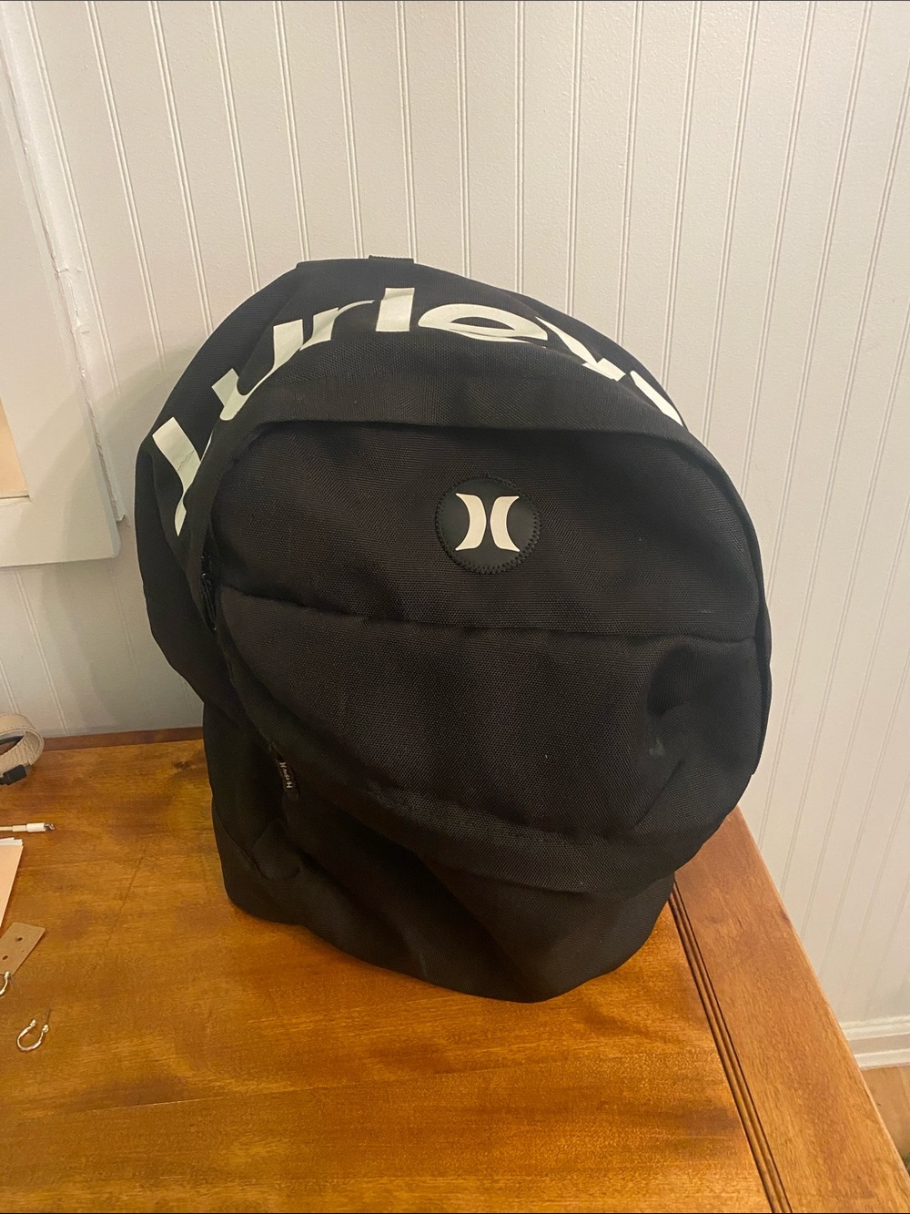 Hurley Black Backpack with White Logo